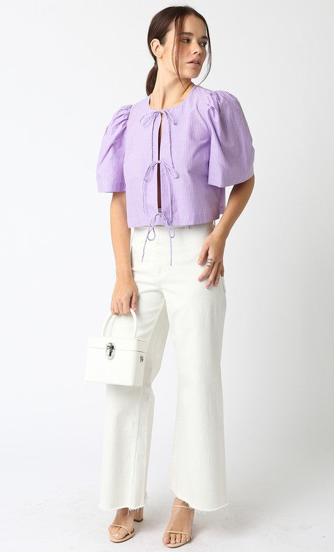 Clara Tie Front Top- Lilac