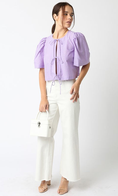 Clara Tie Front Top- Lilac