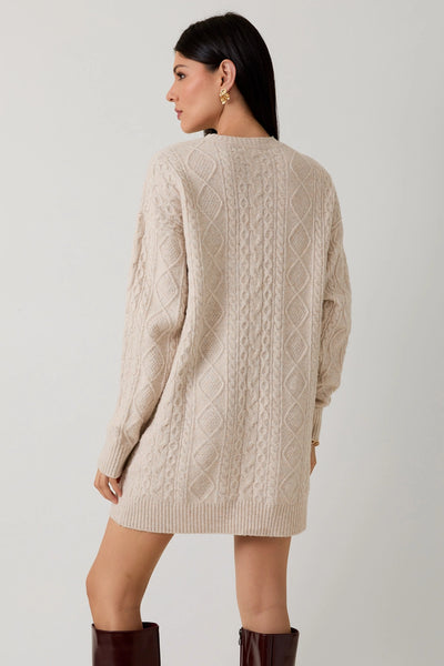 Round Neck Cable Sweater Dress