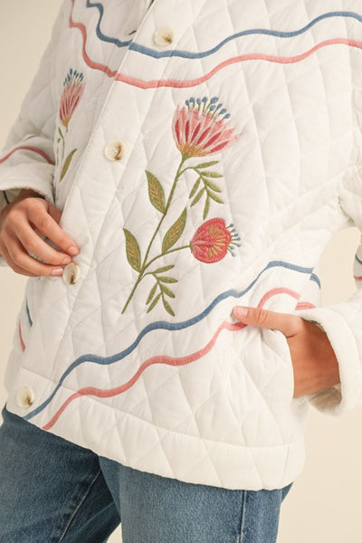 Multi Colored Floral Embroidered Jacket