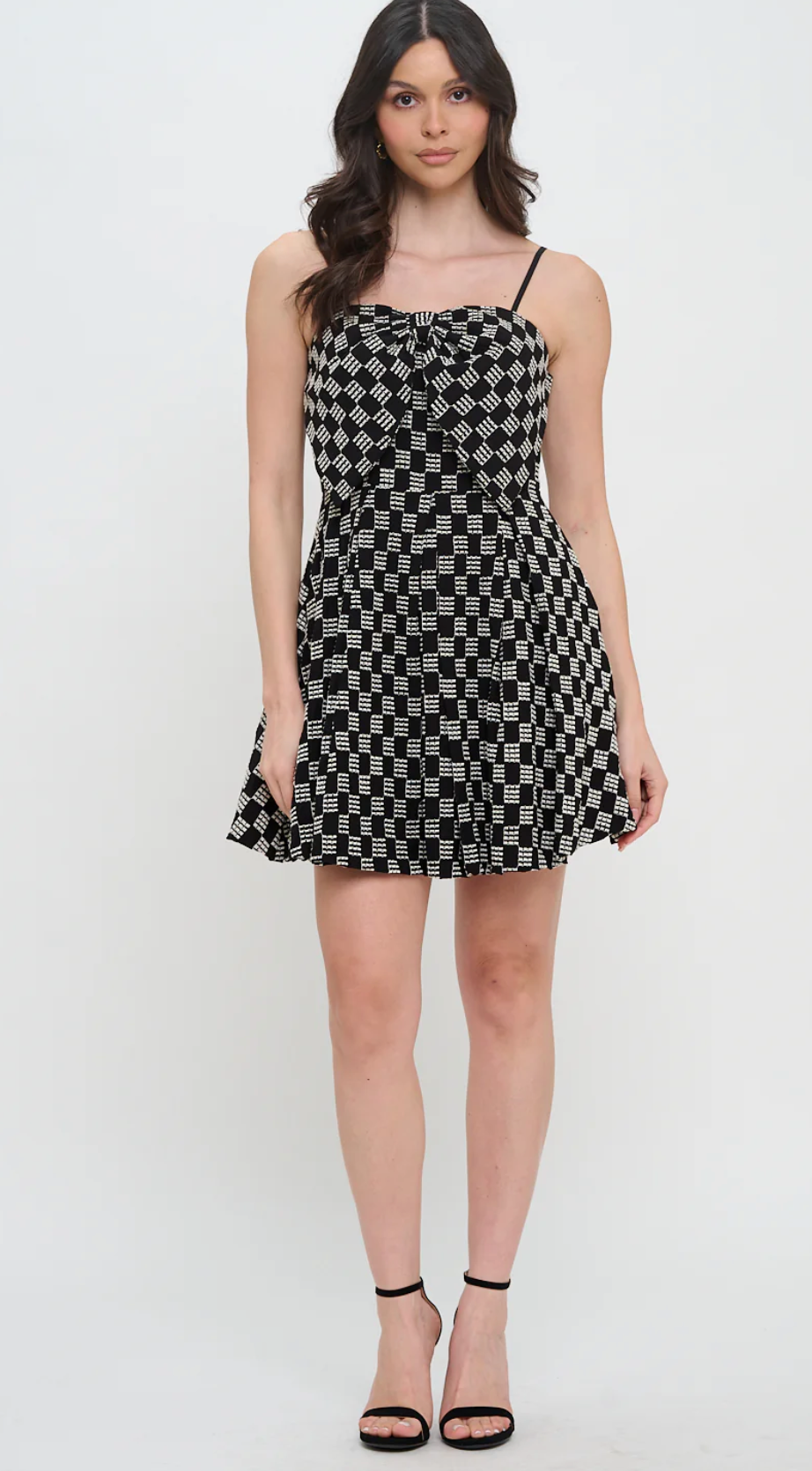 Midnight Weave Bow Mini Dress