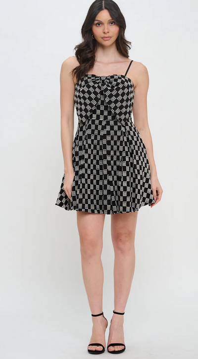 Midnight Weave Bow Mini Dress
