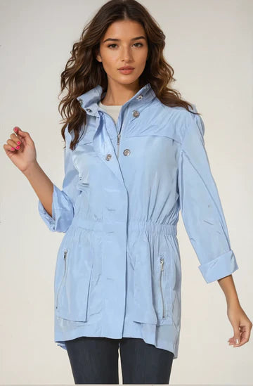Tess Rain Jacket By Ciao Milano-Light Blue