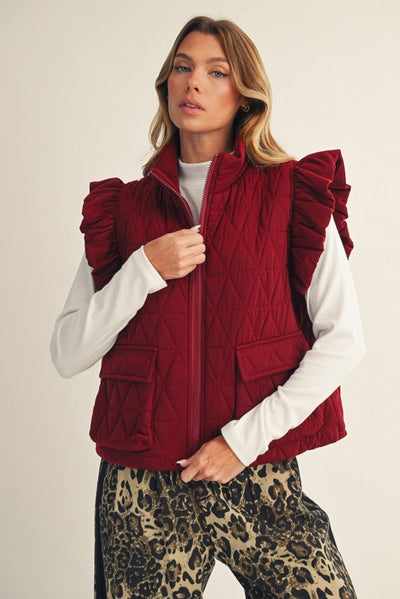 Garnet Front Zip Quilted Vest