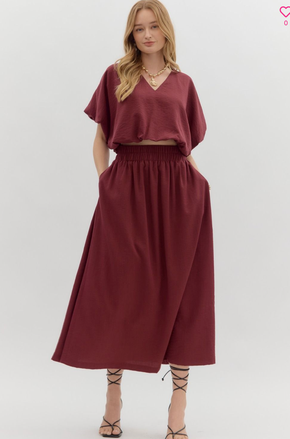 End Zone Midi Skirt Set- Garnet