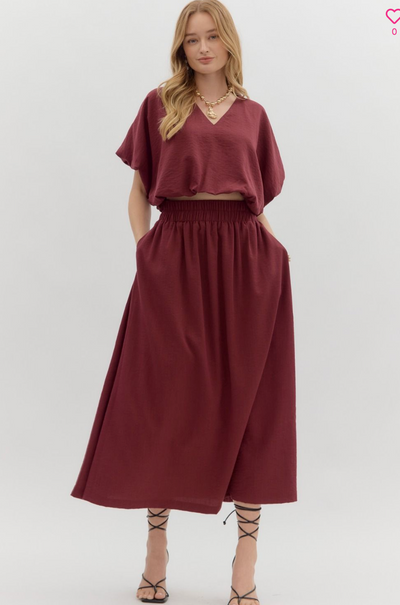 End Zone Midi Skirt Set- Garnet