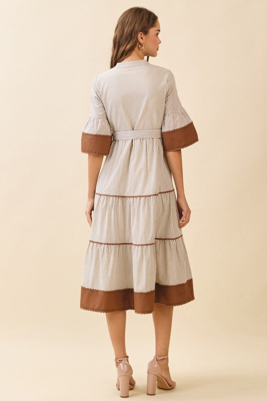 Beige Striped Dress
