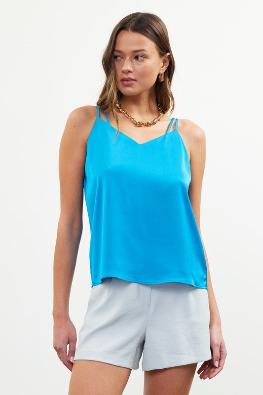 Double Strap Cami- Cyan Blue