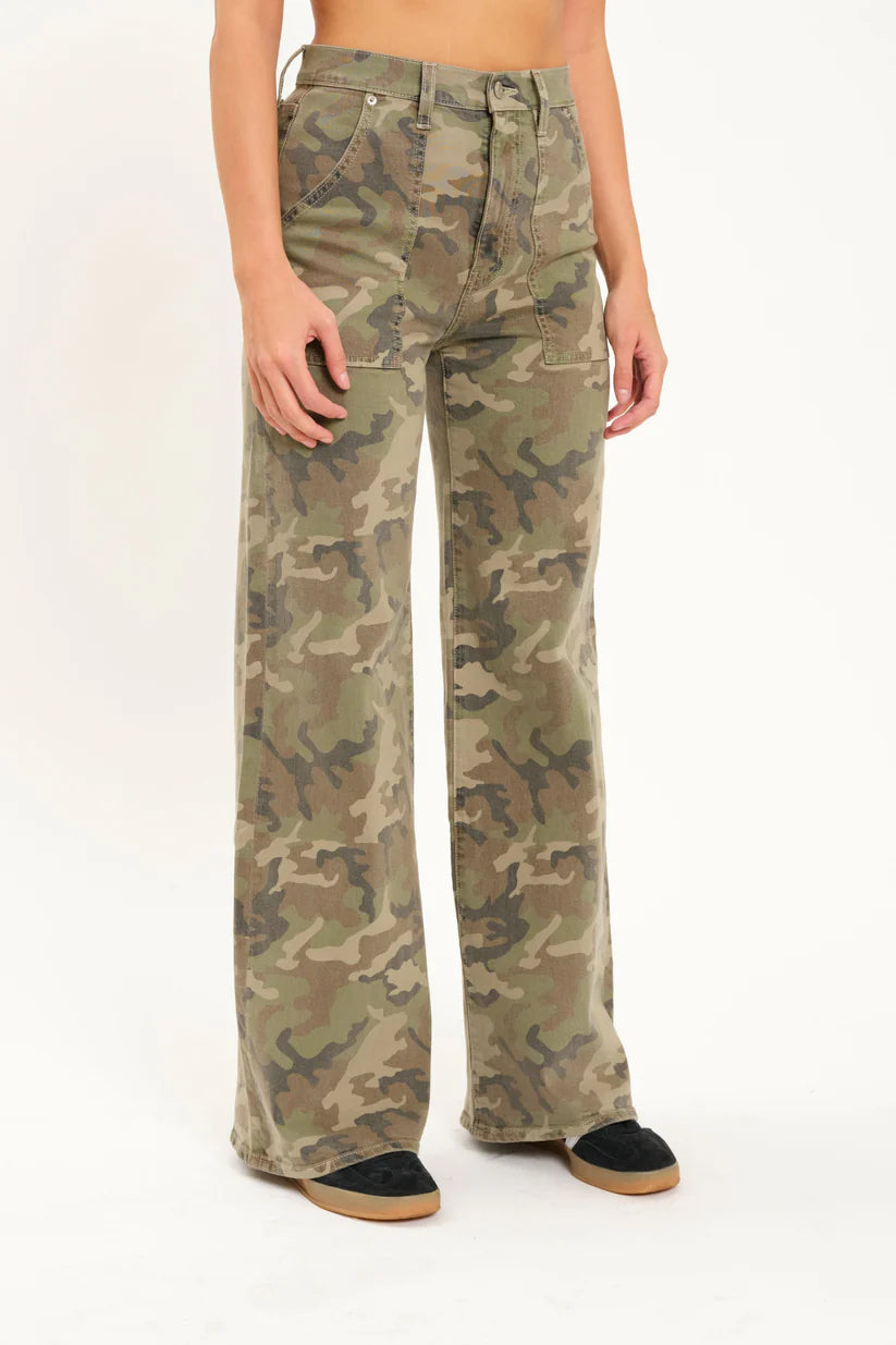 Far Out High Rise Wide Leg Pant- Hideaway