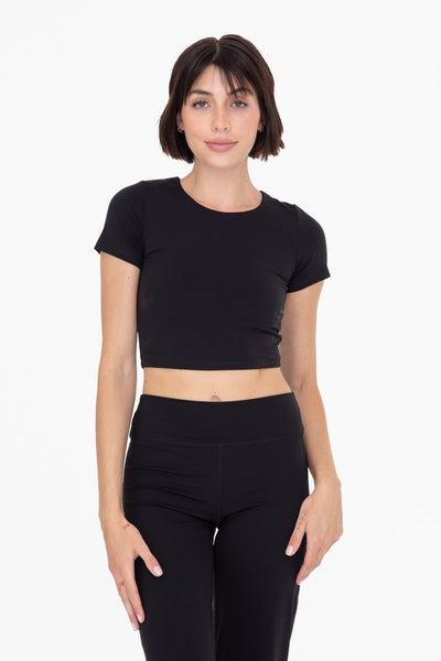 Fitted Spandex Baby Tee- Black