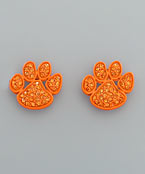 Stone Clemson Paw Earring