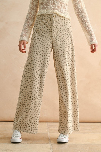 Floral Print Corduroy Pant