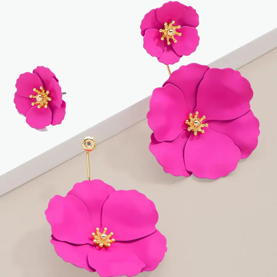 Double Flower Drop Earring