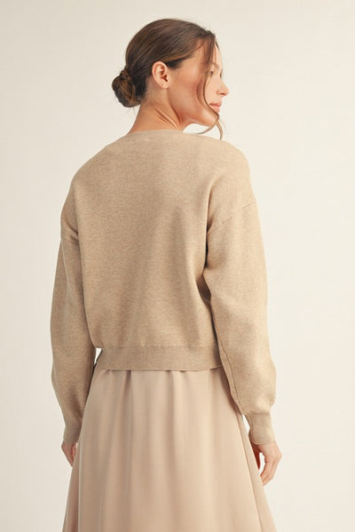 Soft Knotted Sweater Top- Champagne