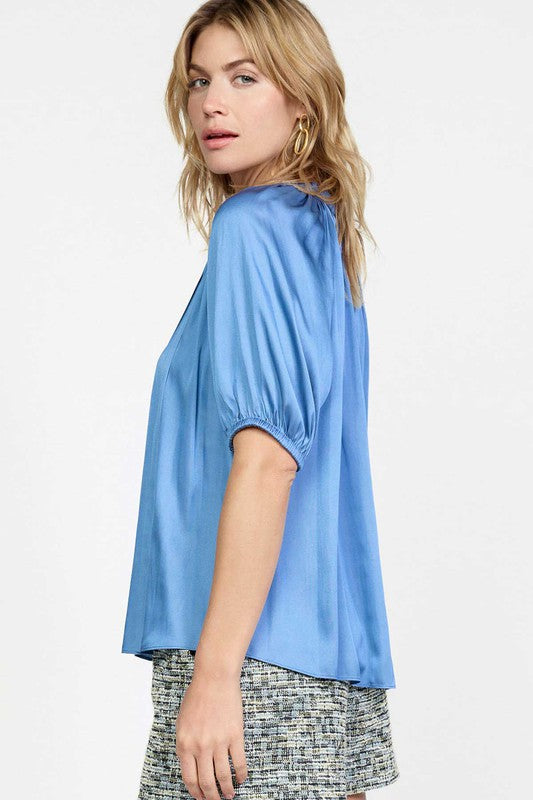 Slate Blue Satin Top