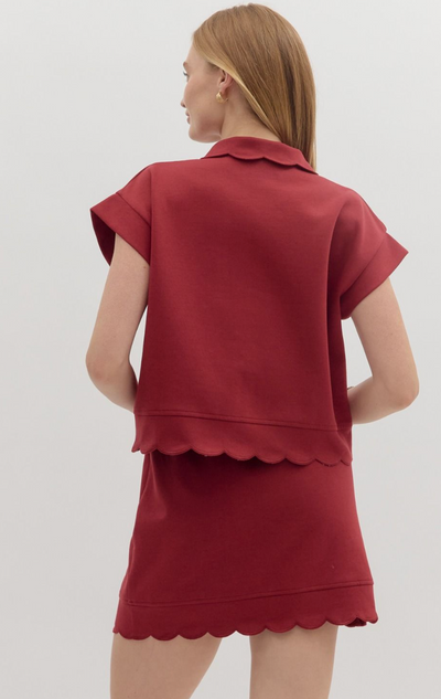 Garnet Scalloped Hem Jersey Material Set