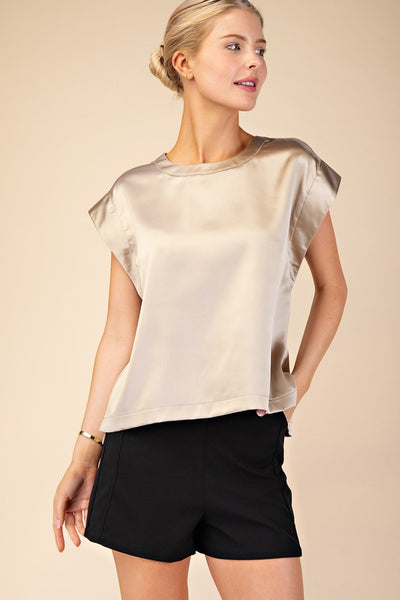 Round Neck Satin Top