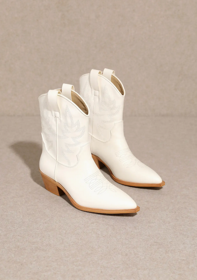 Claire Mid Calf Bootie- White