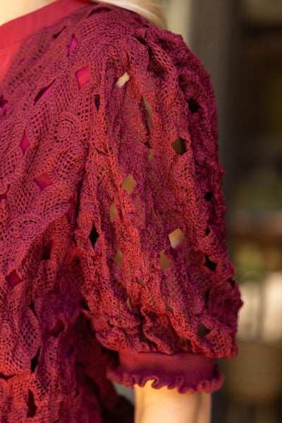 Floral Crochet Top- Garnet