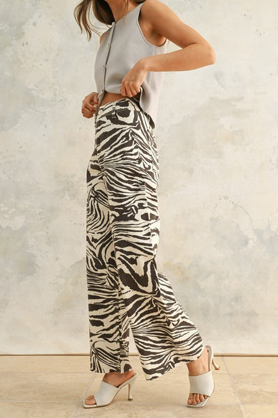 Zebra Print Wide Leg Pant