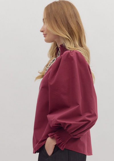 Burgundy Cheetah Print Accent Top