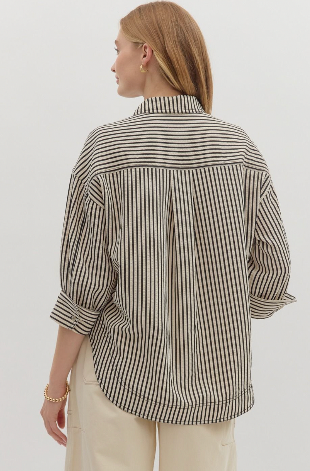 Black Striped Long Sleeve Top