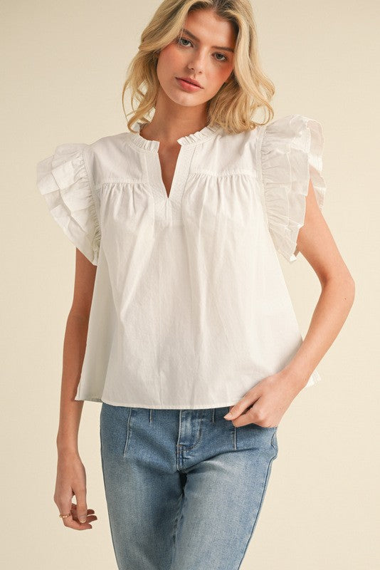 Double Ruffle Sleeve Top