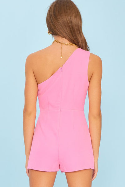Bentley One Shoulder Romper- Sweet Pink