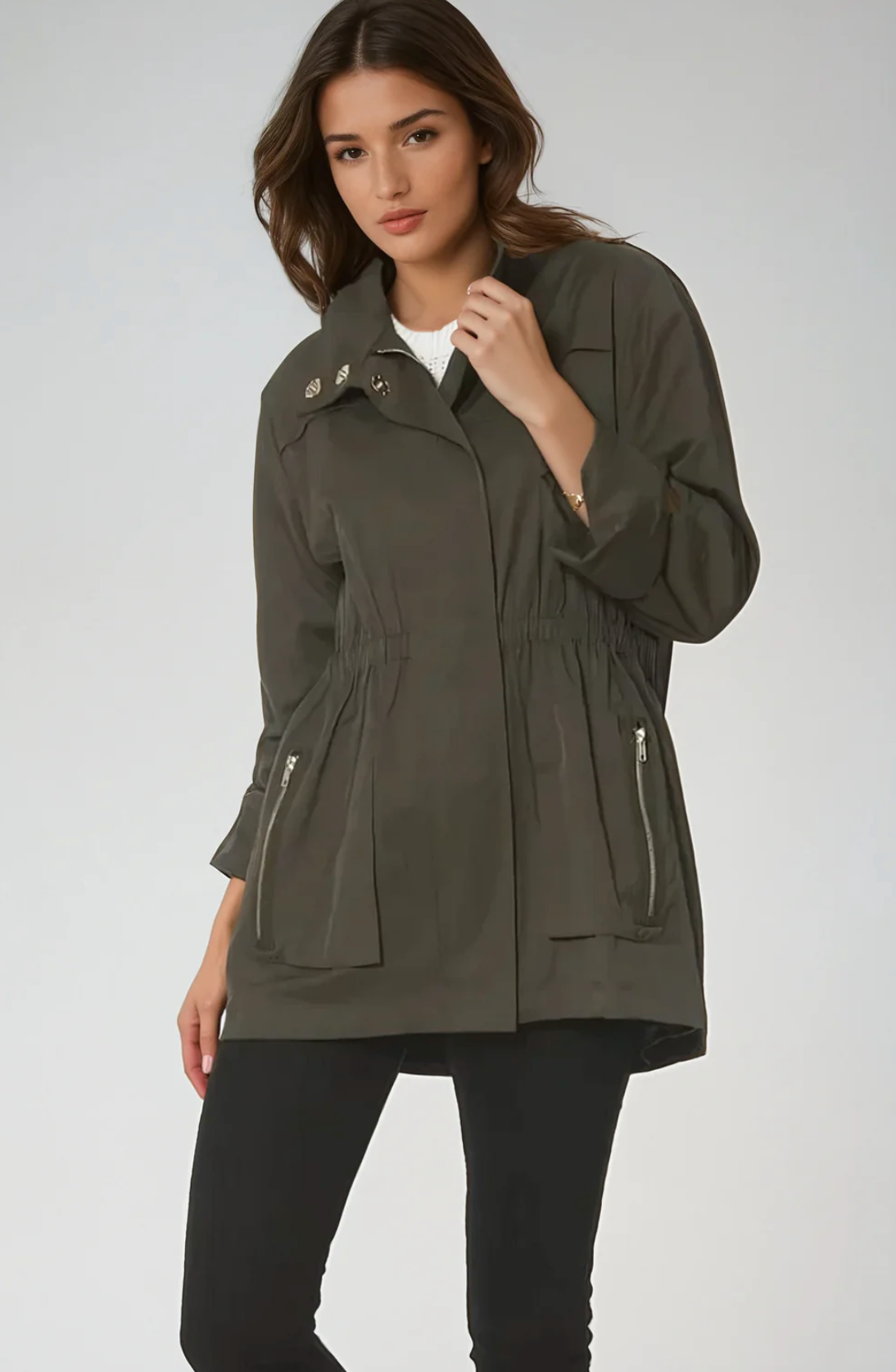 Tess Rain Jacket By Ciao Milano-Olive Green