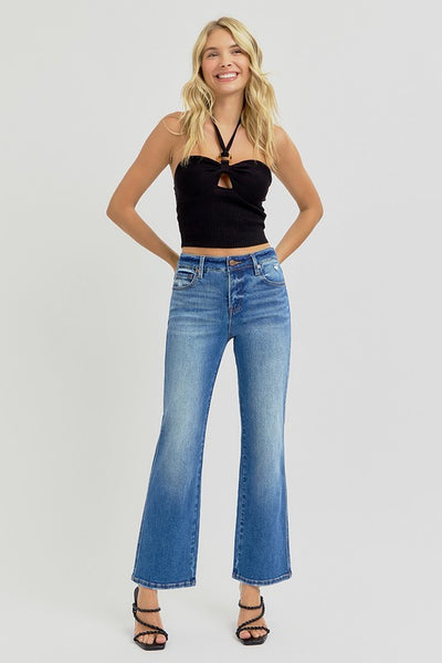 High Rise Ankle Straight Jeans