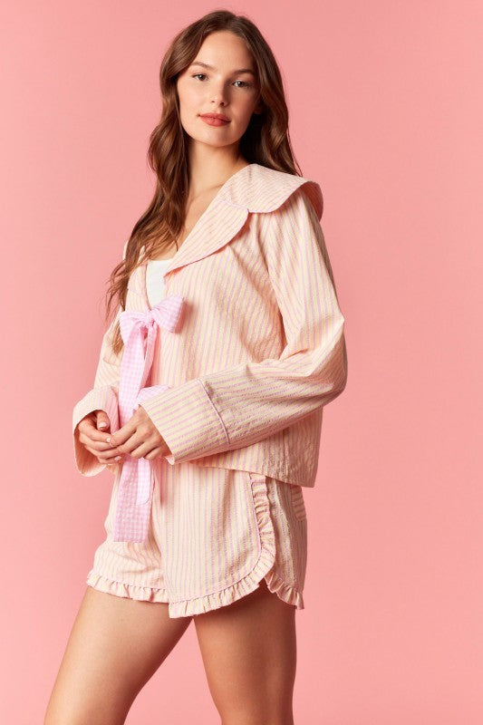 Pink Lemonade Front Tie PJ Set