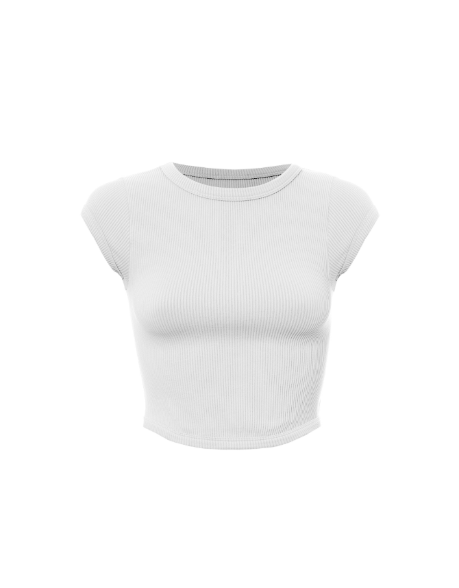 Ribbed Crewneck Crop Tee