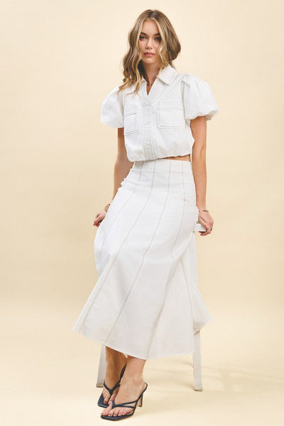 Contrast Stitch Maxi Skirt