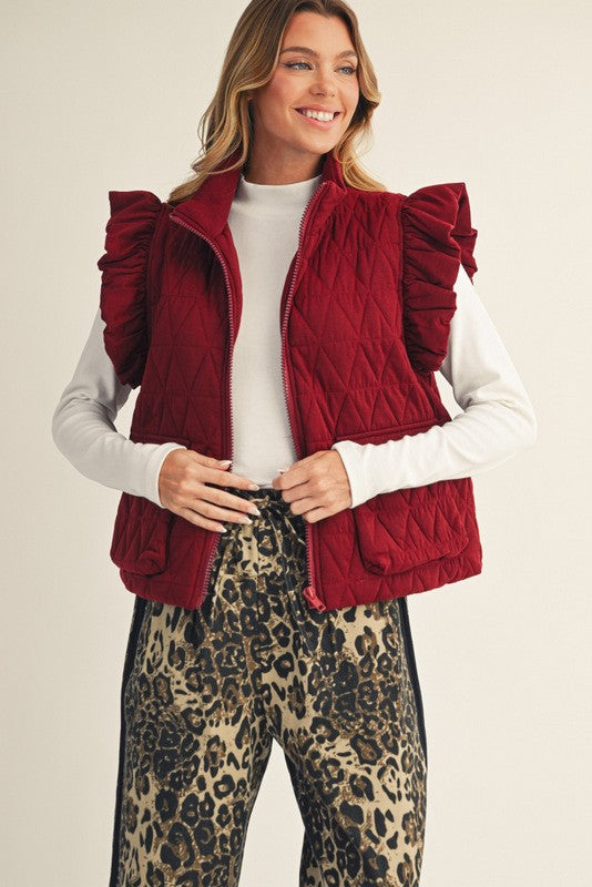 Garnet Front Zip Quilted Vest