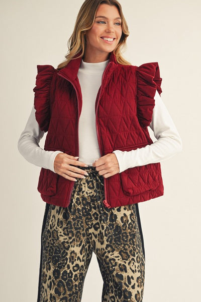 Garnet Front Zip Quilted Vest