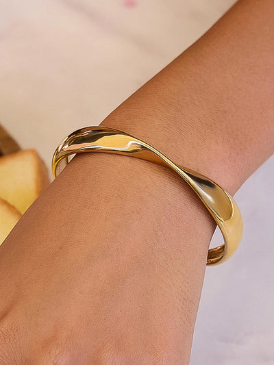 Fioren 18K Gold Non-Tarnish Twist Cuff Bracelet
