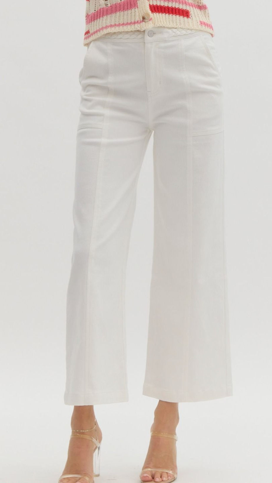 Braided Waist Detail Wide Leg Pant