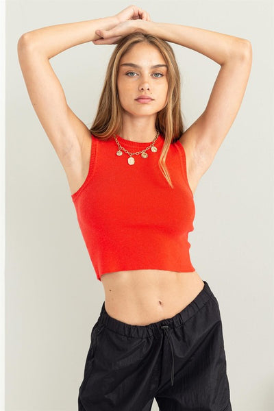 Sleeveless Sweater-Red