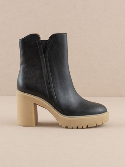 The Abby Rubber Sole Bootie- Black