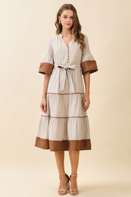 Beige Striped Dress