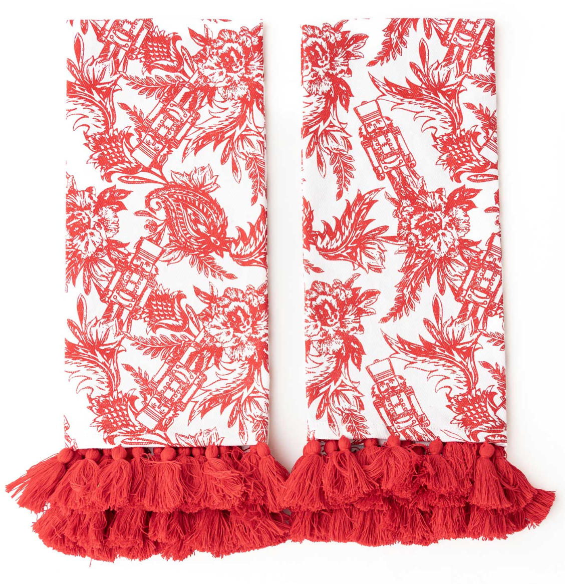Nutcracker Toile Tassel Kitchen Towels