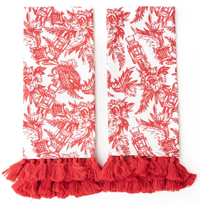 Nutcracker Toile Tassel Kitchen Towels