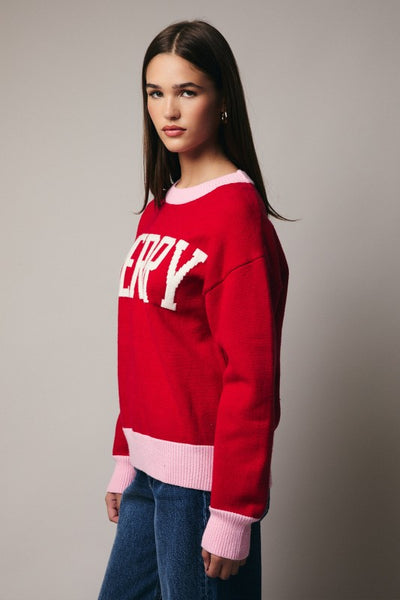 Red and Pink Merry Sweater