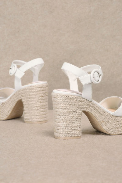 Jana Ankle Strap Espadrille Heels- White