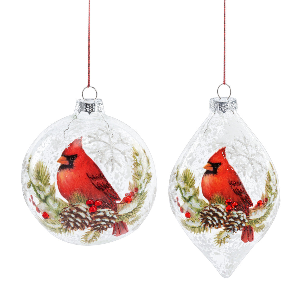 Red Cardinal Snowy Pinecone Ornament