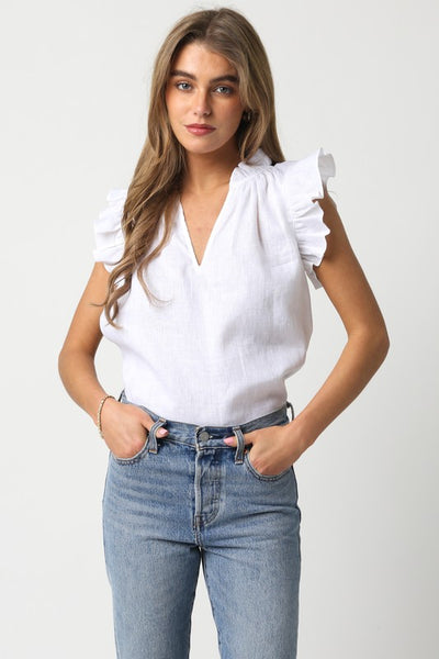 Heidi Linen Top- White