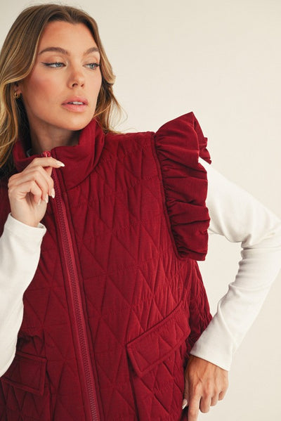 Garnet Front Zip Quilted Vest