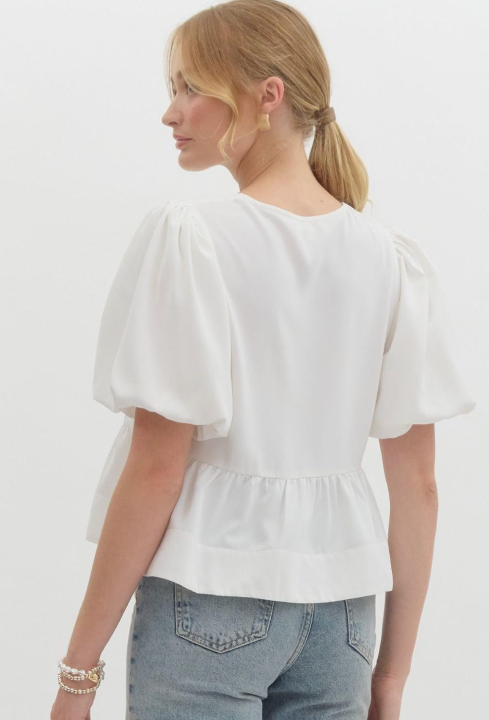 White Bow Party Top