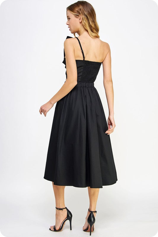 Knotted Bow Dress- Black