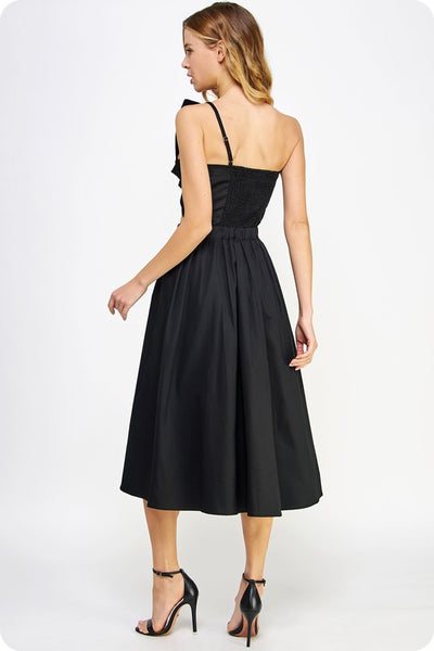 Knotted Bow Dress- Black